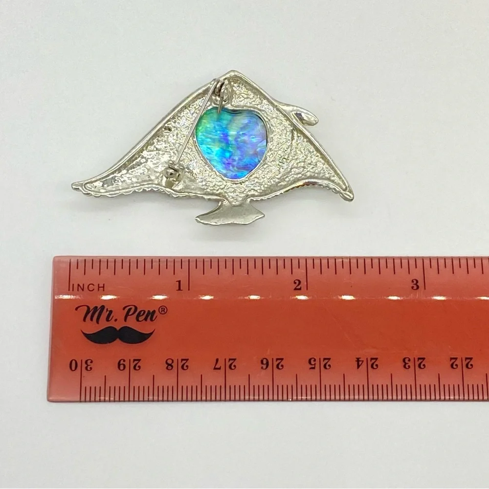 Abalone Shell & Silver Tone Fish Brooch - Picture 5 of 5